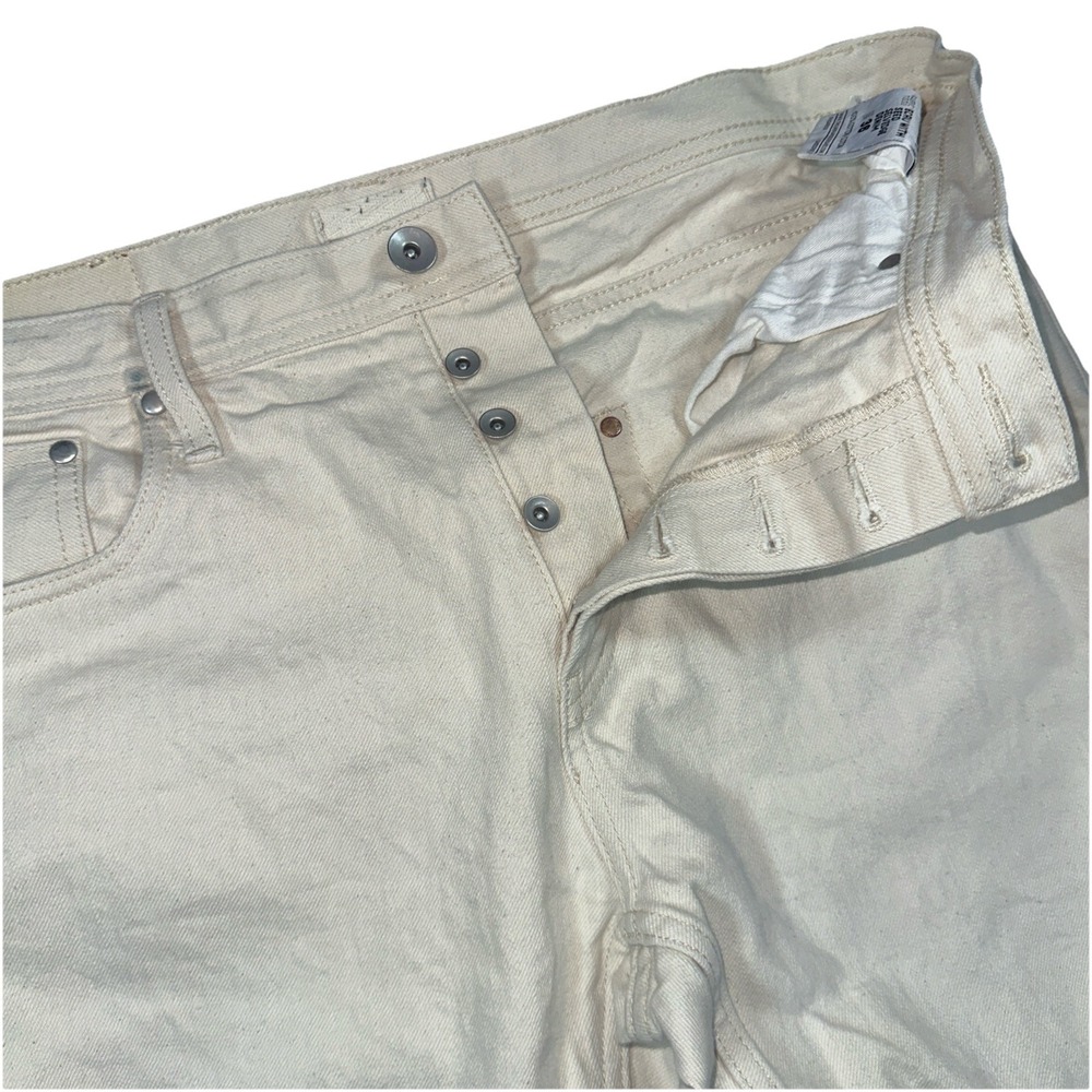 Unbranded Brand Jeans Mens 36 Ecru Seed Selvedge Denim Straight Button Fly UB397